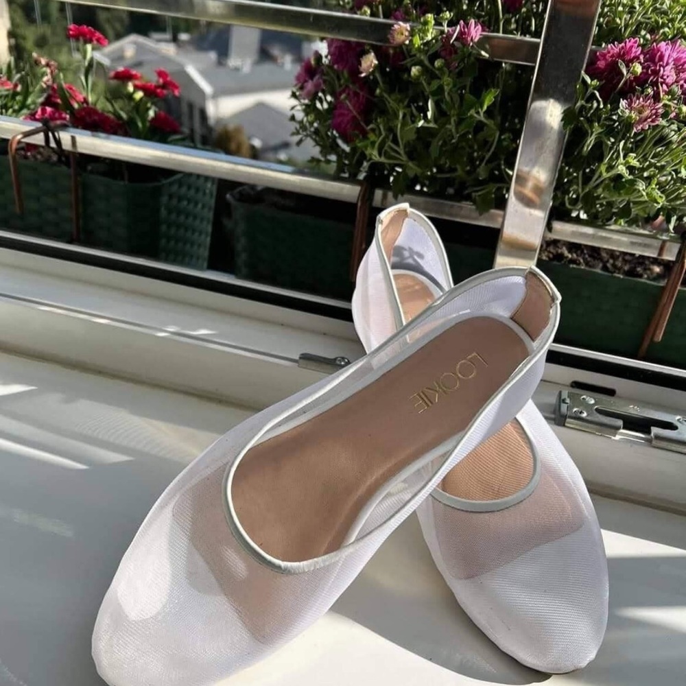 White Mesh Ballet Flats- LookieAtelier - Picture 6 of 6